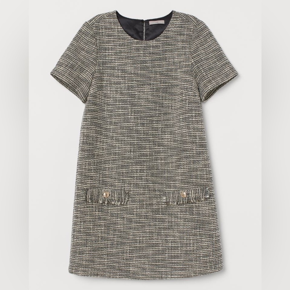 SALE H&M Tweed Textured-Weave Straight Dress size Large